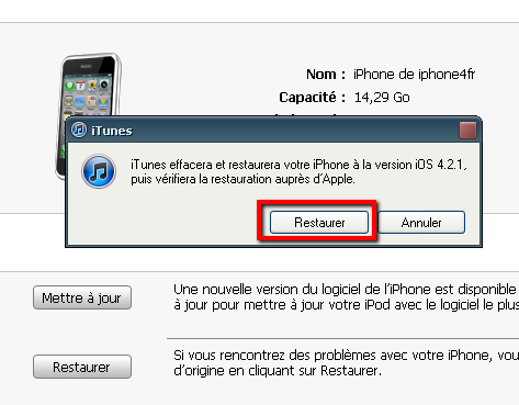 restauration iOS 4.2.1