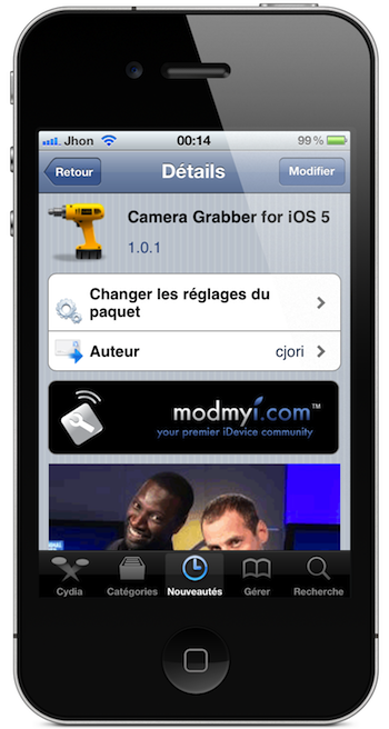 Bénéficiez de l'ouverture de l'appareil photo depuis le LockScreen de l'iOS 5.1 sur l'iOS 5.0 et l'iOS 5.0.1 avec Camera Grabber for iOS 5 1