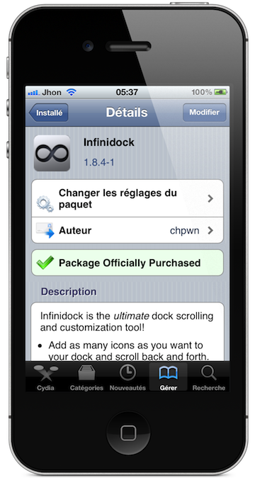 Mise à jour de Infinidock en version 1.8.4-1 1