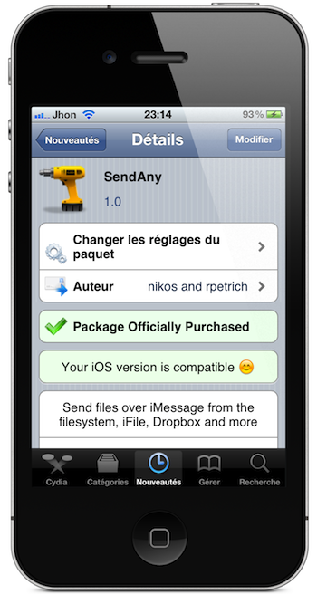 Tweak : Envoyez n'importe quel fichier dans un iMessage avec SendAny. 1