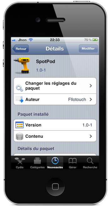 TouchPod : Contrôlez l'application iPod depuis la recherche Spotlight. 1