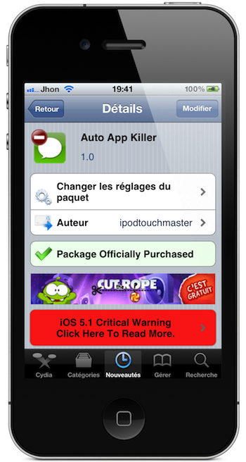 Killer les applications quand la mémoire disponible de votre iDevice est insuffisante avec Auto App Killer 1