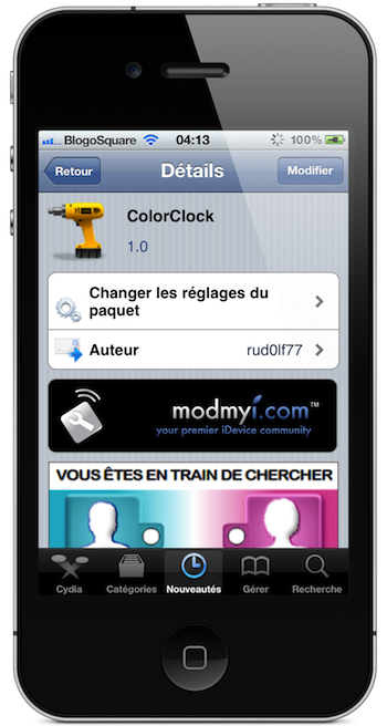 Tweak : Modifier la couleur de l'horloge sur votre LockScreen avec ColorClock. 1