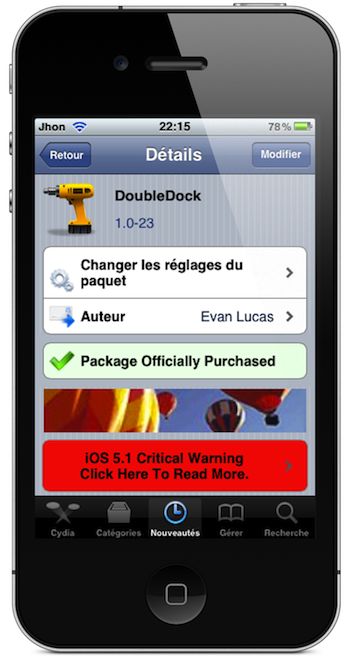 Doublez le Dock de votre iDevice avec le tweak DoubleDock 1