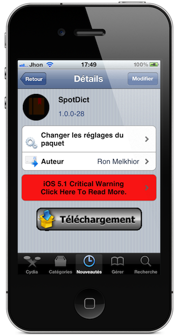 SpotDict : Un dictionnaire accessible directement depuis la recherche SpotLight. 1
