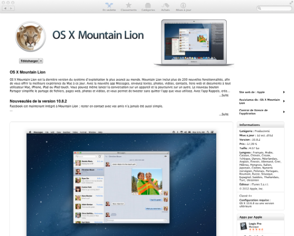 Mountain Lion est maintenant l'OS le plus utilisé sur les machines Apple 1