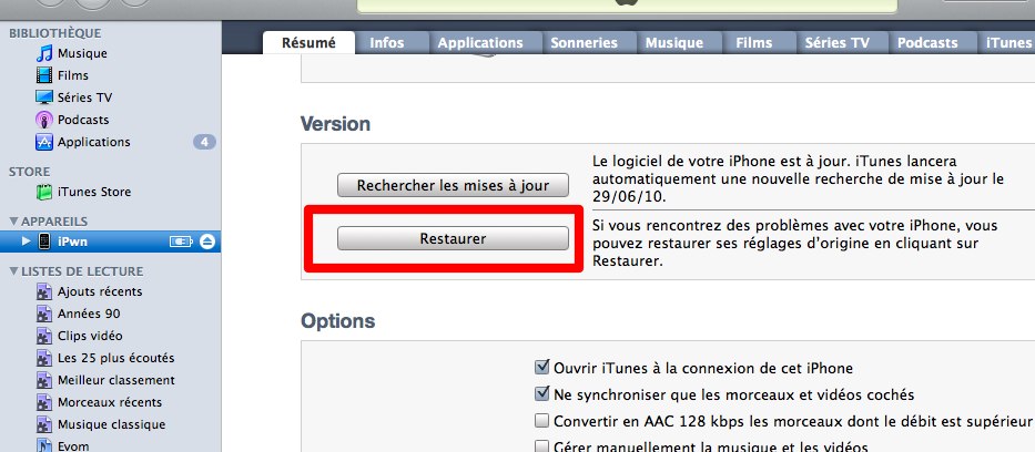 Jailbreaker l'iPhone 3G iOS 4.1 sur Mac OS X avec redsn0w 1