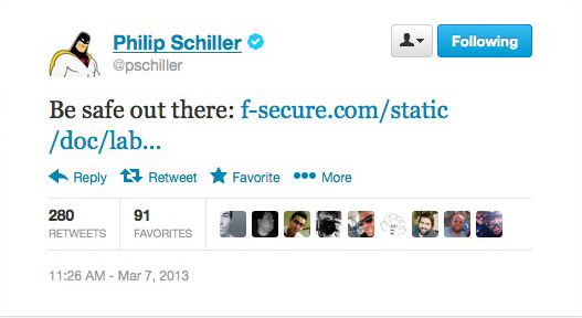 Phil Schiller poste un tweet sur la sécurité d’Android 1