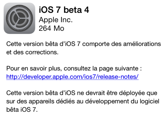 iOS 7 beta 4 pour iPhone, iPad et iPod Touch vient d'être libéré par Apple 2