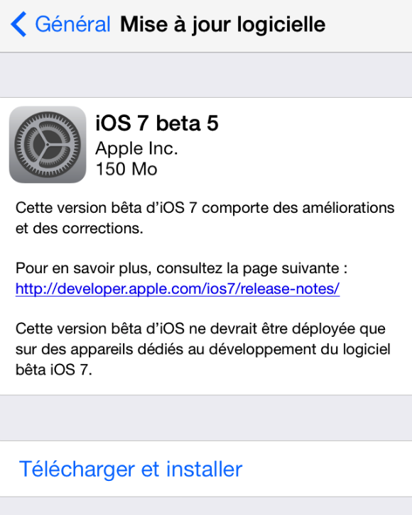 iOS 7 beta 5 maintenant disponible sur iPhone, iPad et iPod Touch 1