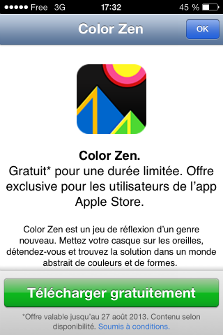 L’application Apple Store propose des applications gratuites