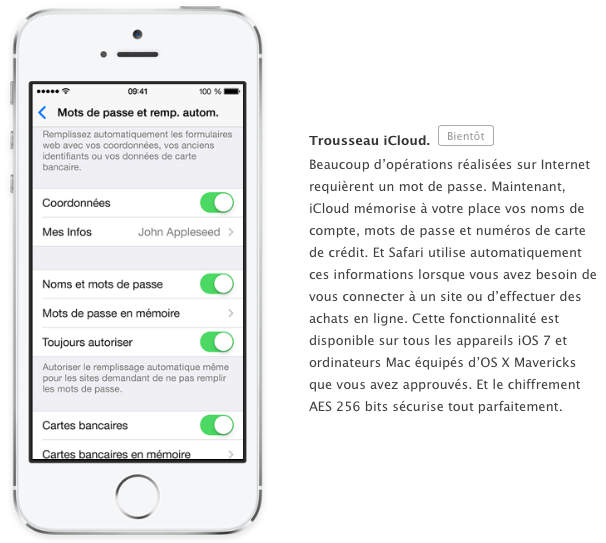 Trousseau iCloud : retiré de la version Golden Master d'iOS 7