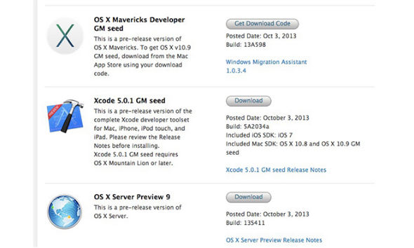 Mac OS X 10.9 Mavericks : disponibilité de la version Golden Master