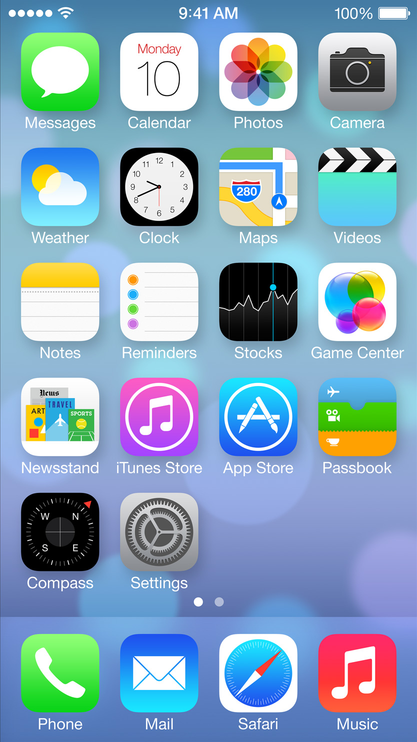 L'écran d'accueil d'iOS 7 recréé en utilisant le logiciel de Microsoft Word
