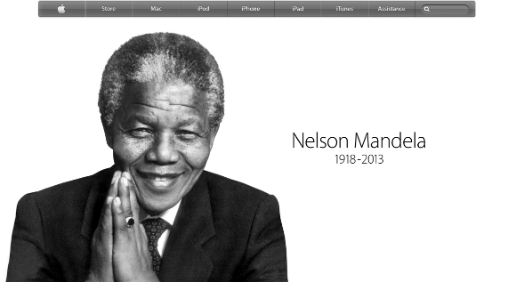 Hommage à Nelson Mandela sur le site officiel d'Apple