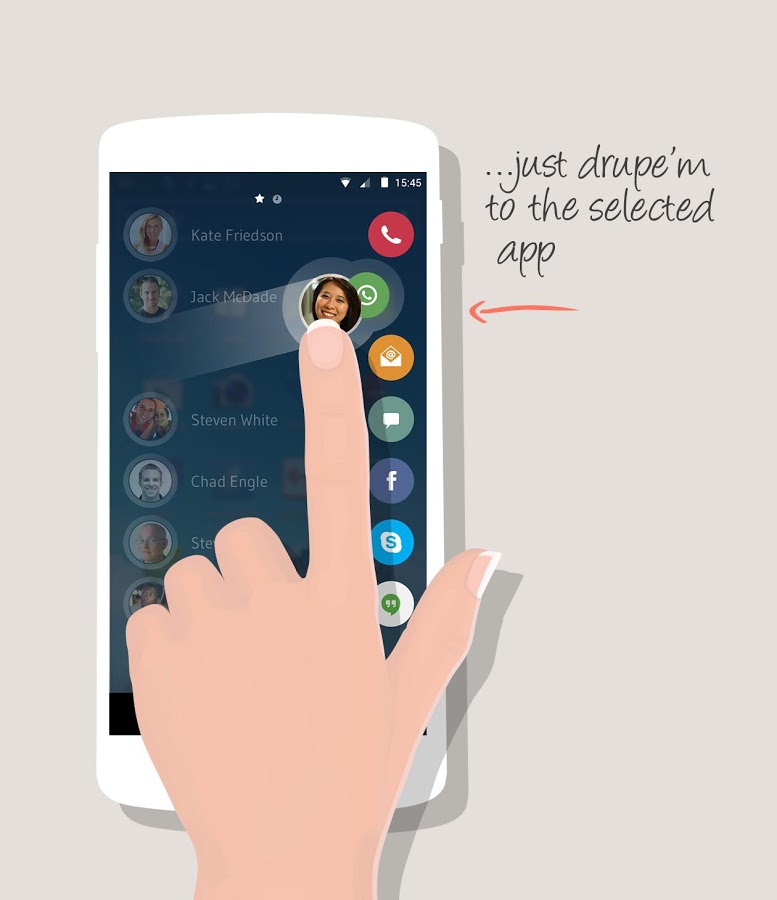 L’appli Drupe permet d’afficher vos contacts et vos applications de communication dans un seul endroit