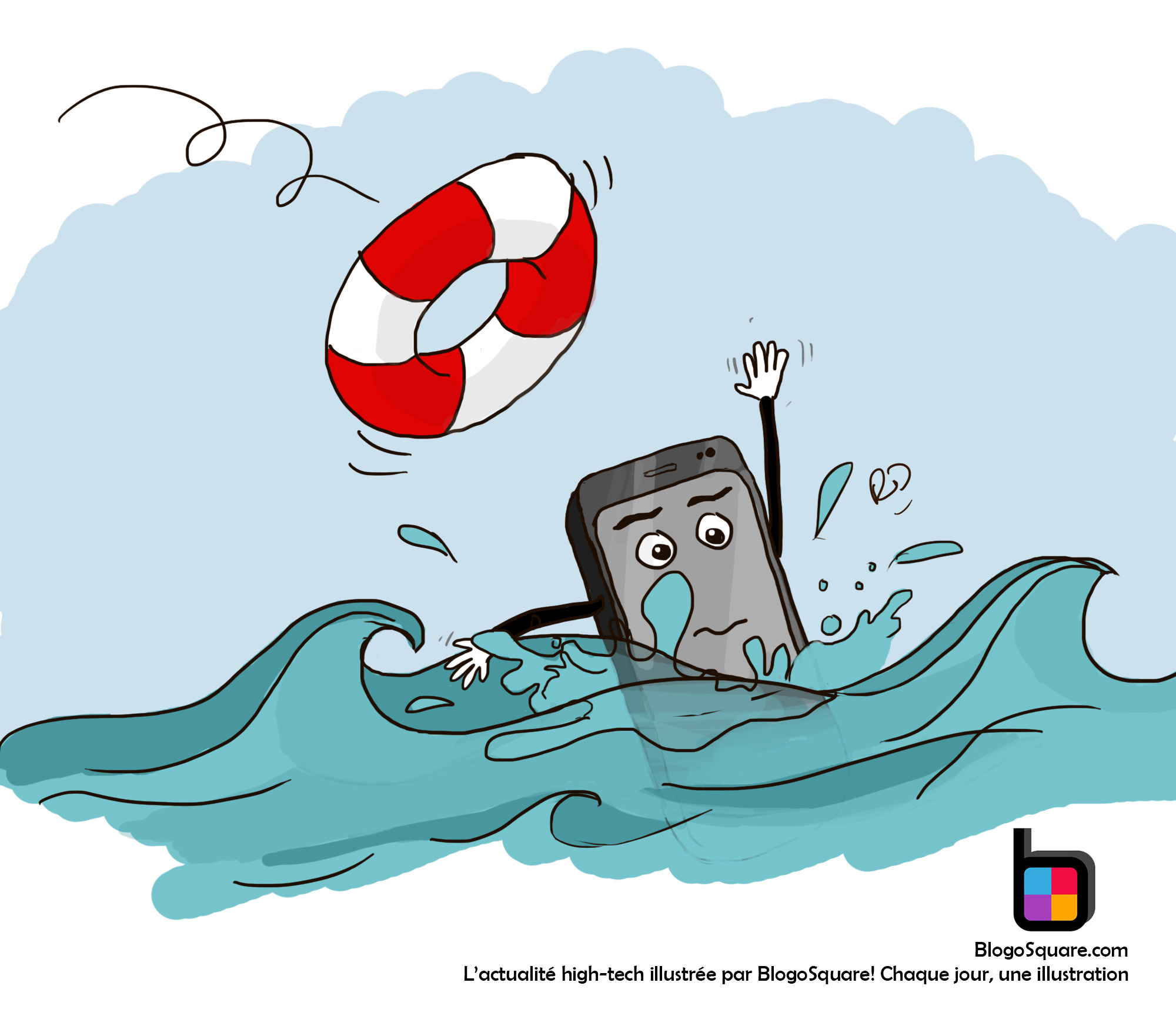 Illustration : Sauver son téléphone tombé dans l'eau !