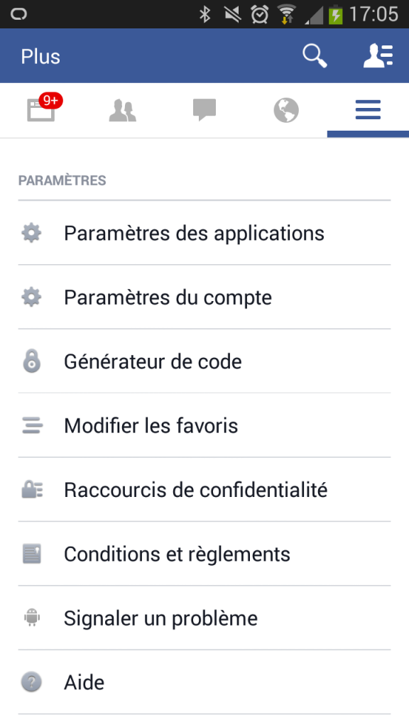 facebook : Option Paramètres de l’application