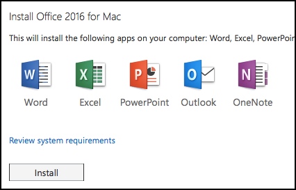 Installation du Microsoft Office 2016 pour Mac